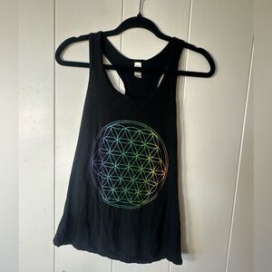 Wisdom Om Wear Royal Bamboo Flower of Life Yoga Racerback Tank M